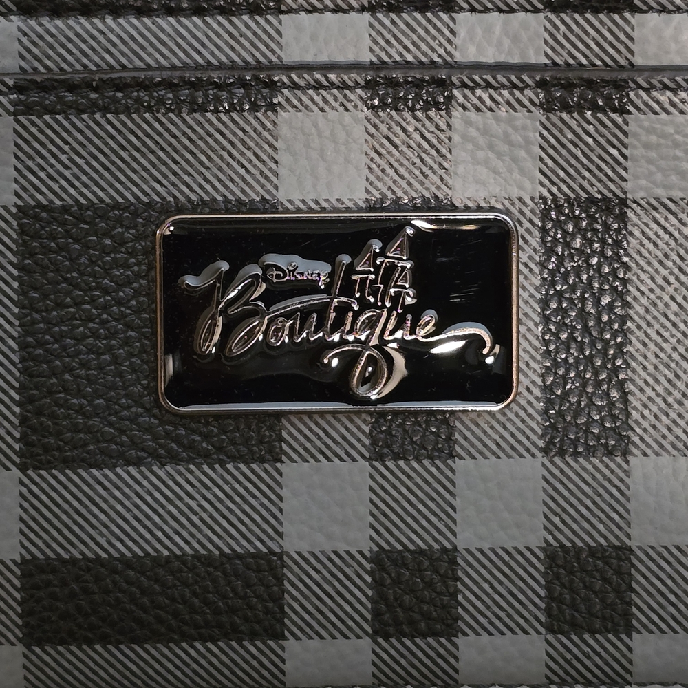 Black Plaid Crossbody Wallet with Stud Accents - Picture 7 of 8